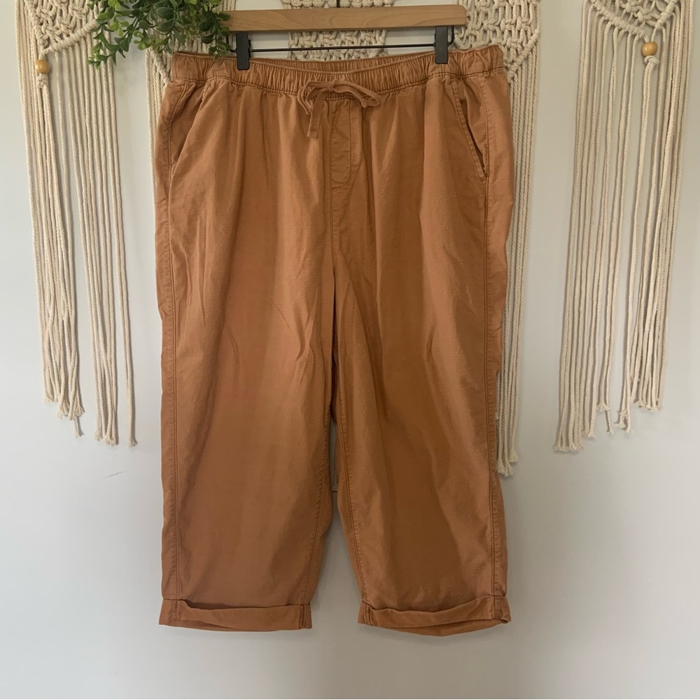 LANE BRYANT Softest Slub Boyfriend Capri Pant Mustard Gold Size 18/20 - Picture 2 of 10